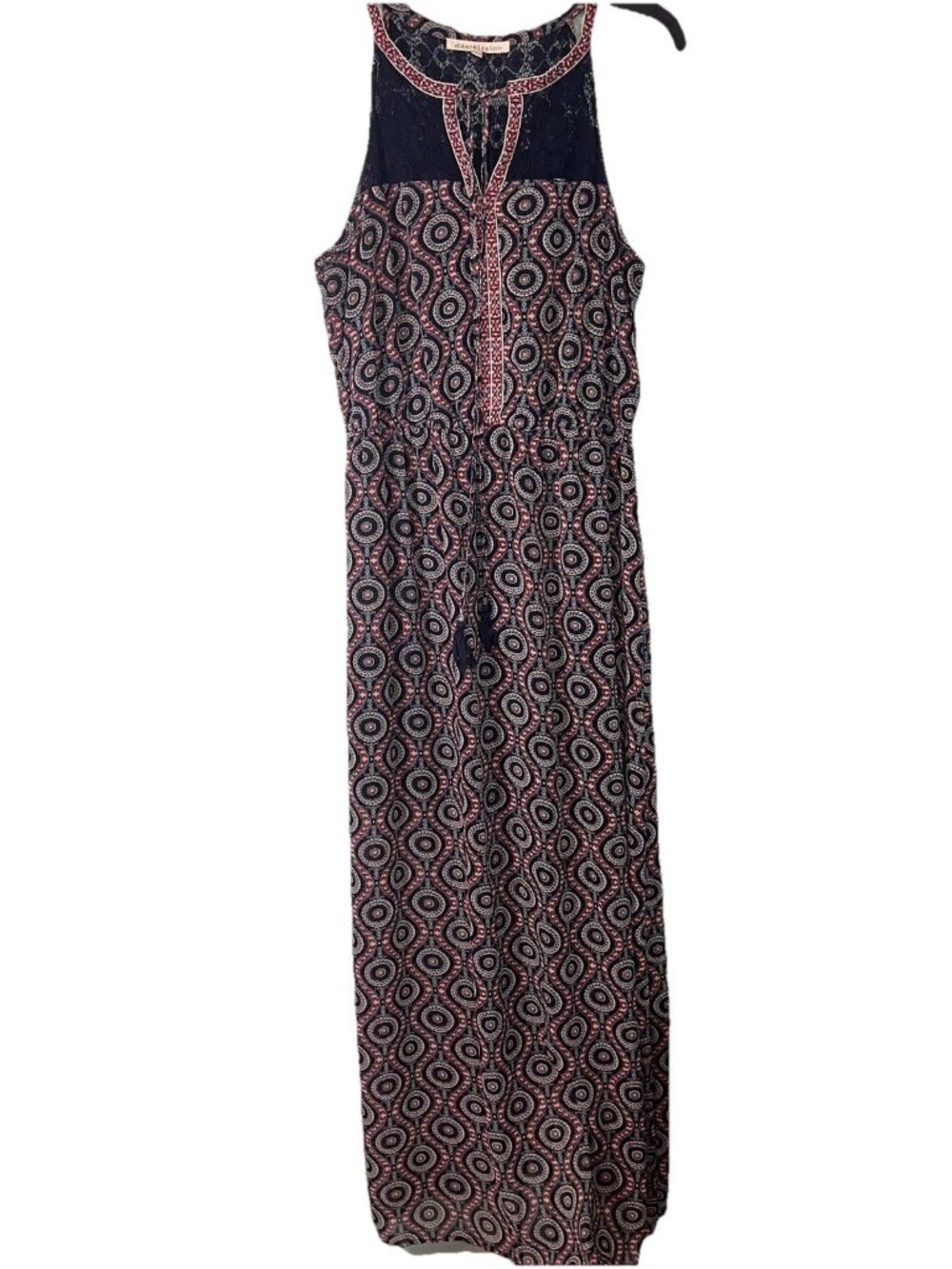 Daniel Rainn Sleeveless Dress Full Length Liner Multicolor Lace Straps Sz M